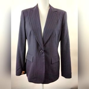 Oscar by Oscar de la Renta Navy Pinestripe Blazer 10 Petite